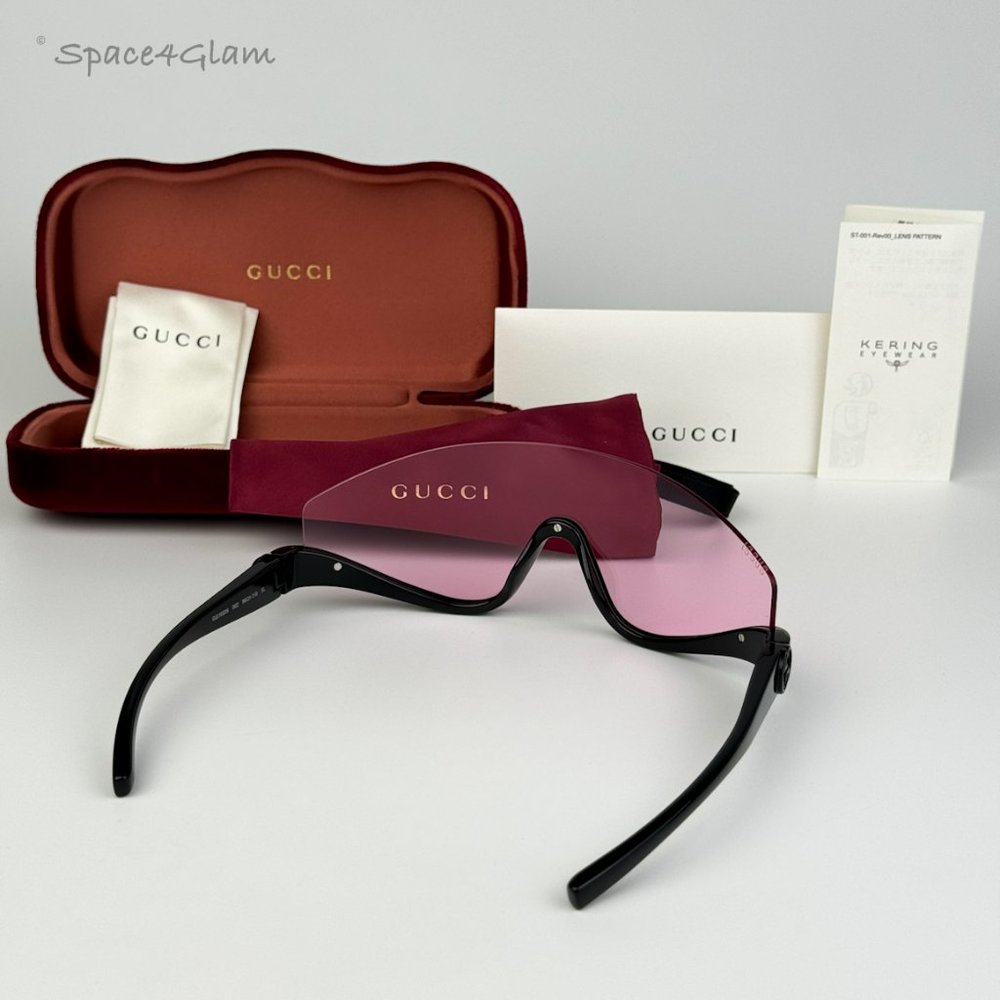 Gucci Women Sunglasses Black Pink Shield Mask GG1650S 002 BRAND NEW - Picture 8 of 12